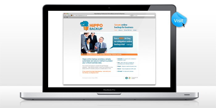 Hippo Backup site - web design